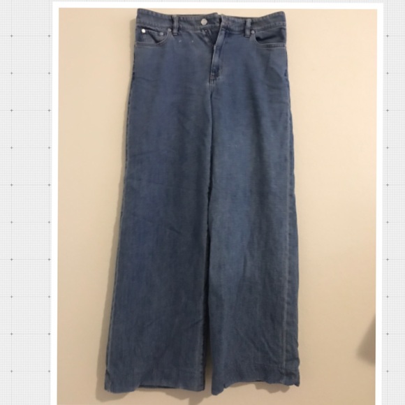 Jeans, Ralph Lauren, wide leg, straight cut, high rise.
